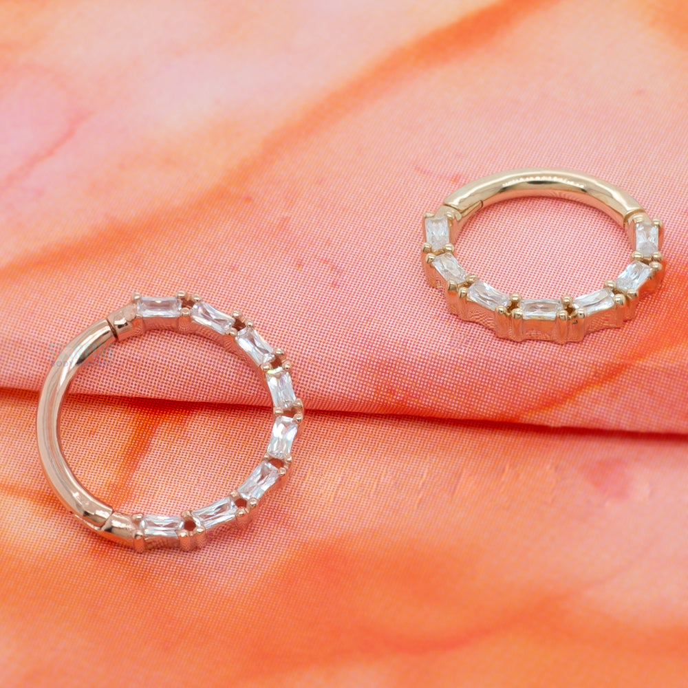 "Loved" Hinge Ring / Clicker in Gold with CZ's
