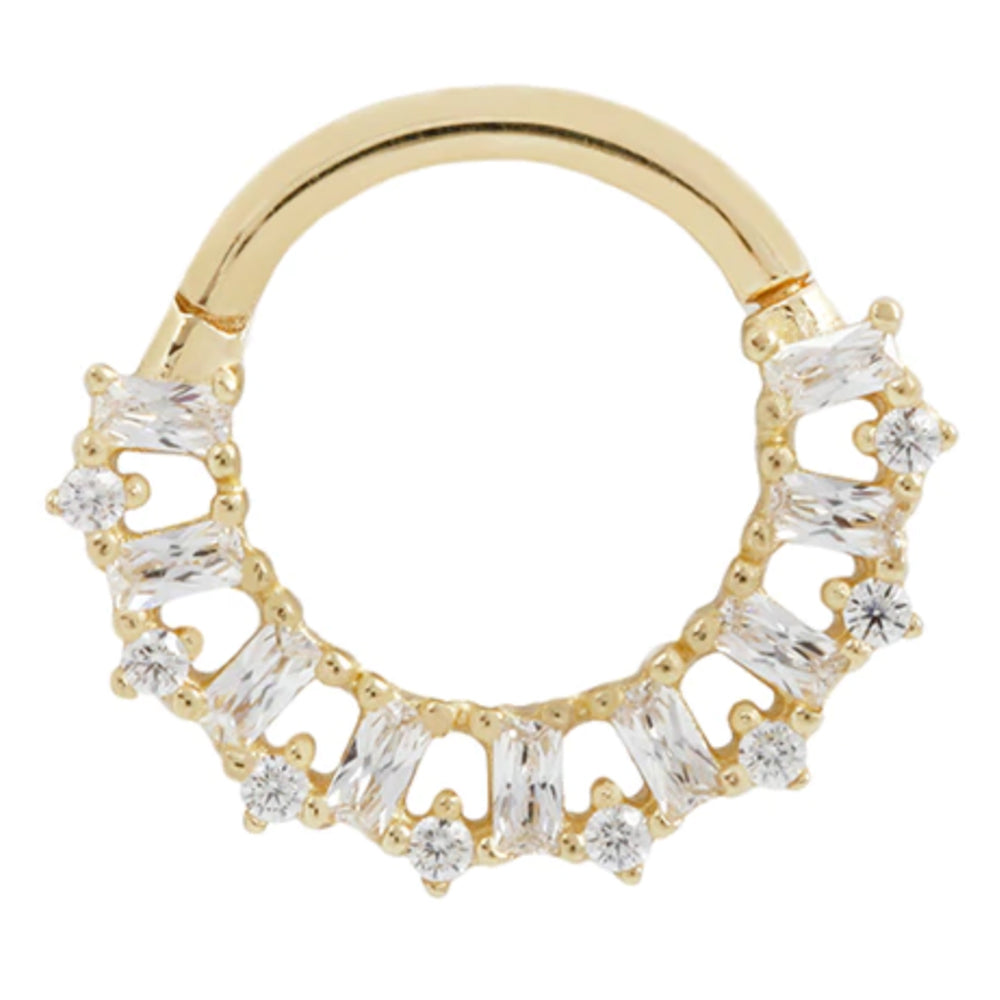 "Obsessed" Hinge Ring / Clicker in Gold with CZ's