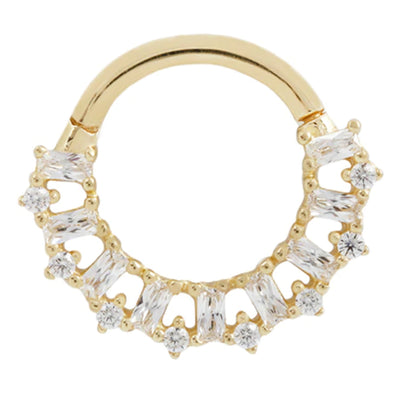 "Obsessed" Hinge Ring / Clicker in Gold with CZ's