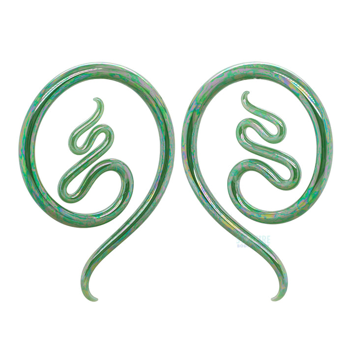 Glass Nika Moons - Oil Slick Jade