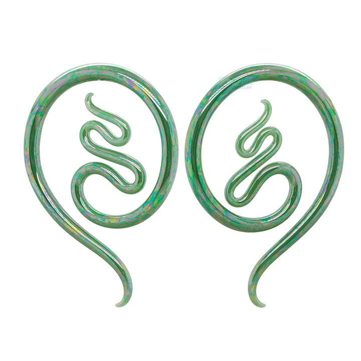 Glass Nika Moons - Oil Slick Jade