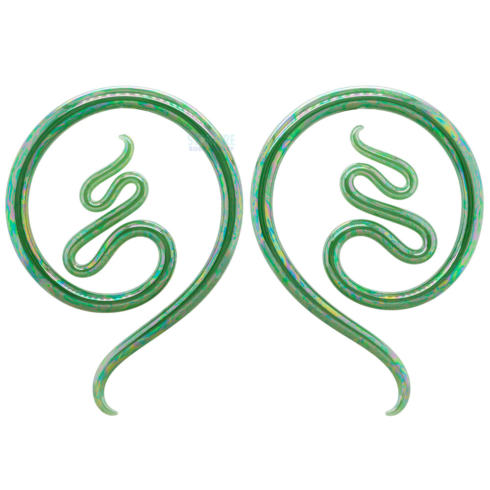 Glass Nika Moons - Oil Slick Jade