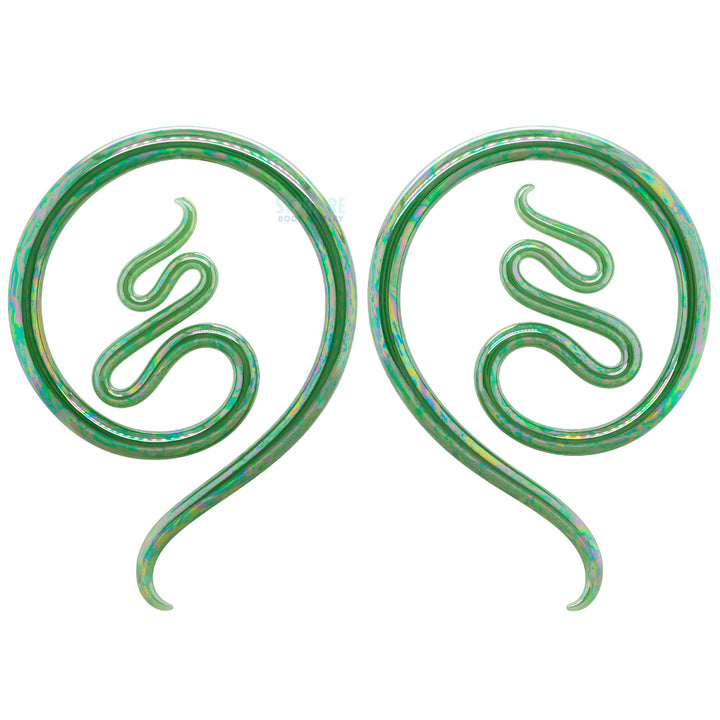 Glass Nika Moons - Oil Slick Jade