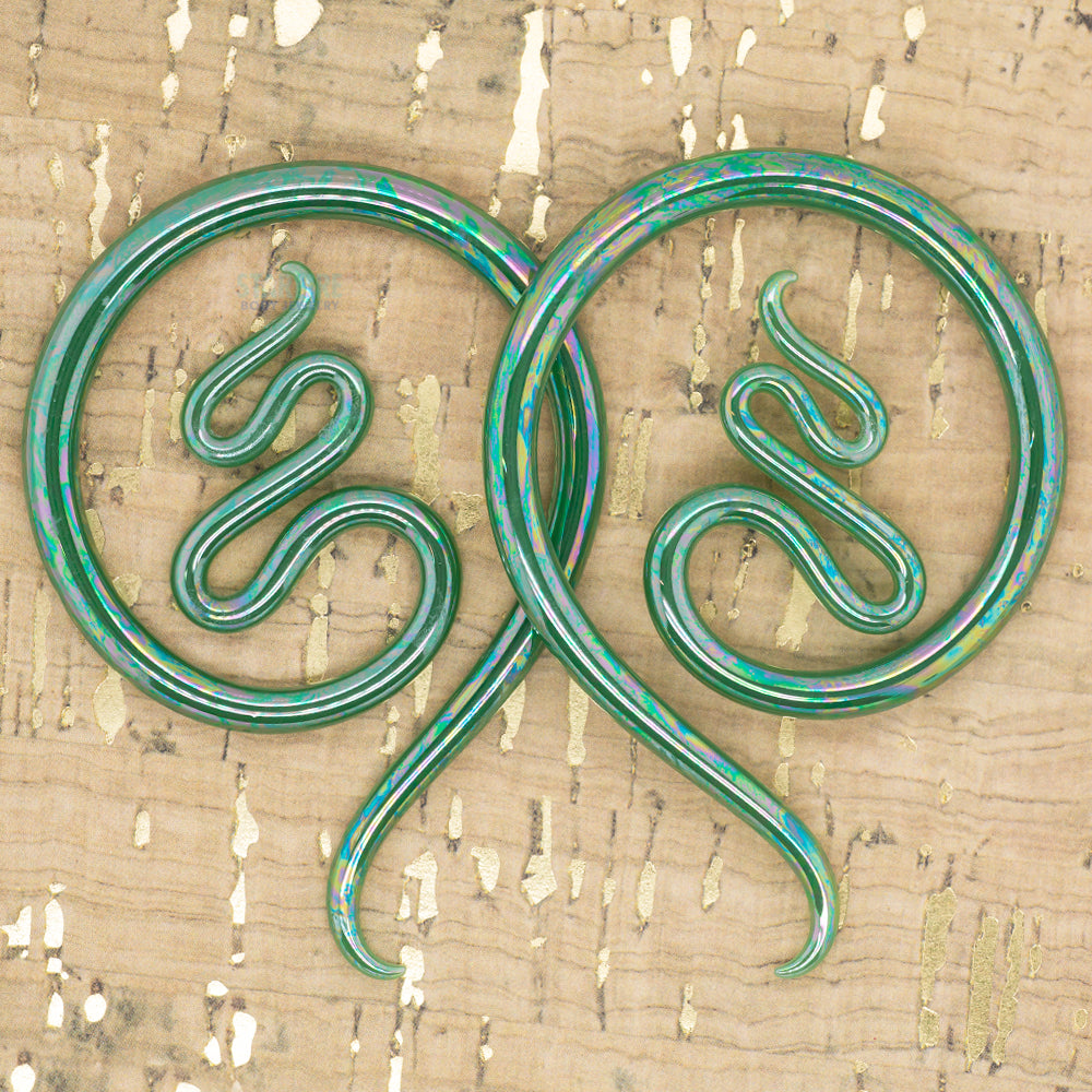 Glass Nika Moons - Oil Slick Jade