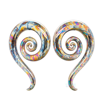 Glass Mini Spiral Snakes - Unicorn Platinum