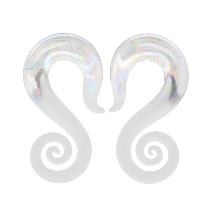 14G | Aqua | Drop Spirals | Gauged Glass good Body Jewelry for Stretched Piercings by Glassheart