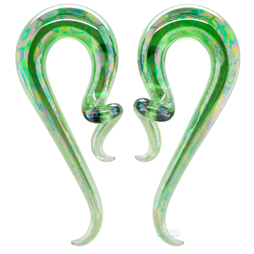 Glass Coiled Snakes - Oil Slick Emerald