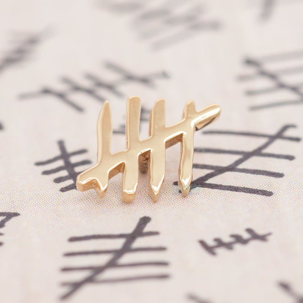 Tally Symbol Threaded End in Gold