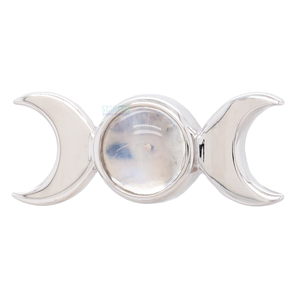 "Goddess Moon" Threaded End in Gold with Rainbow Moonstone