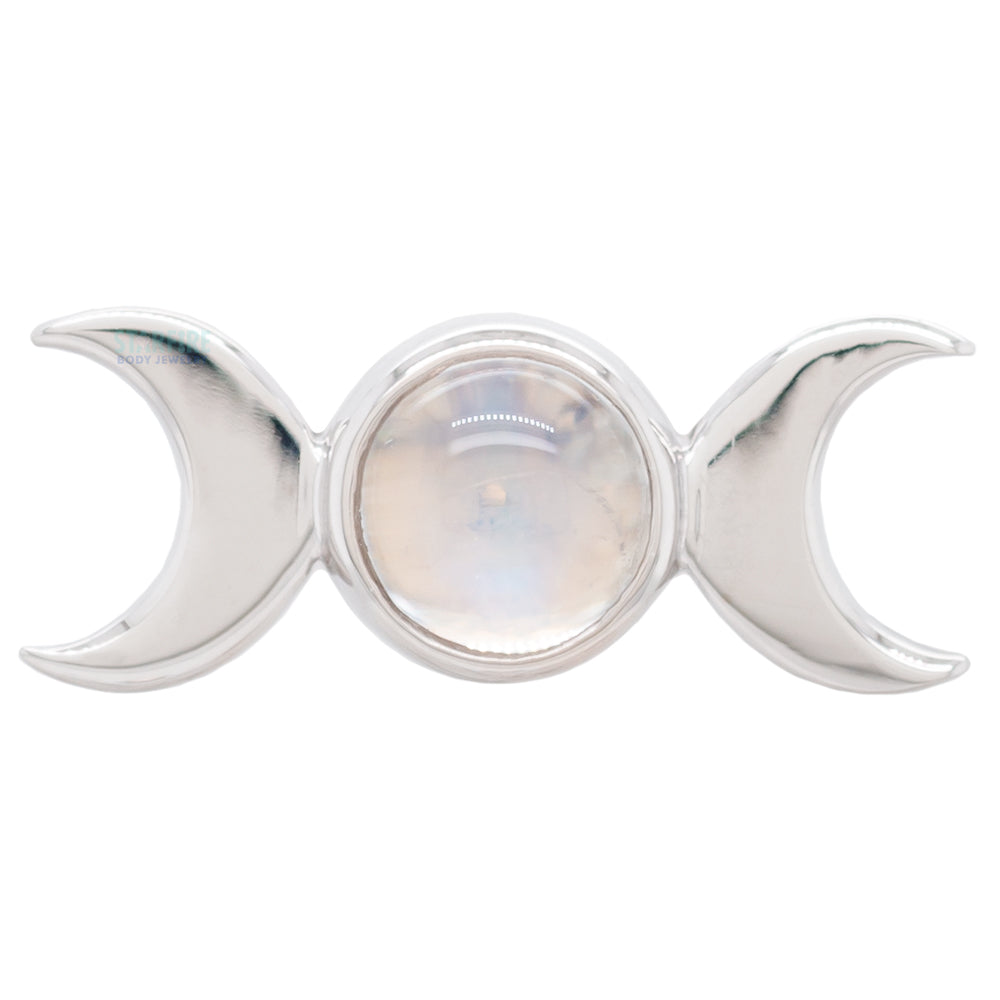 "Goddess Moon" Threaded End in Gold with Rainbow Moonstone