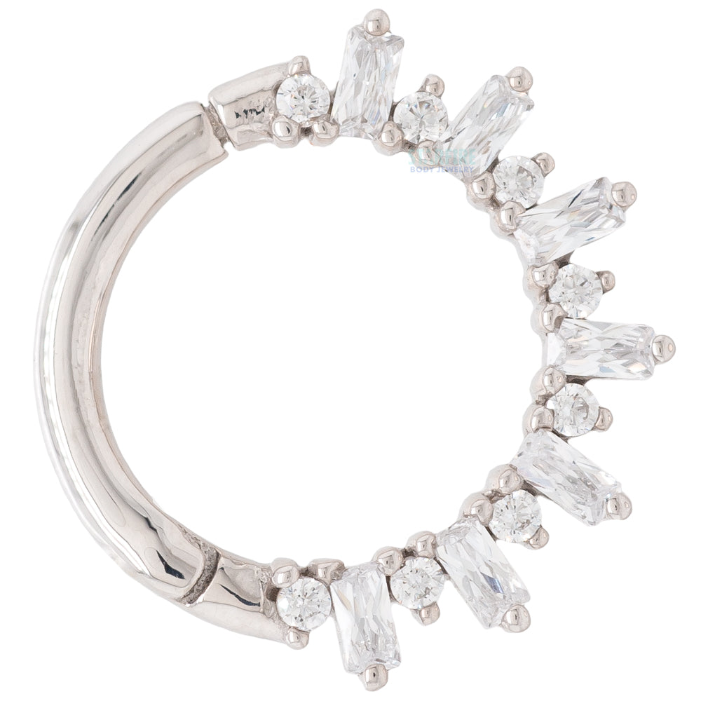 "Unforgettable" Hinge Ring / Clicker in Gold with CZ's