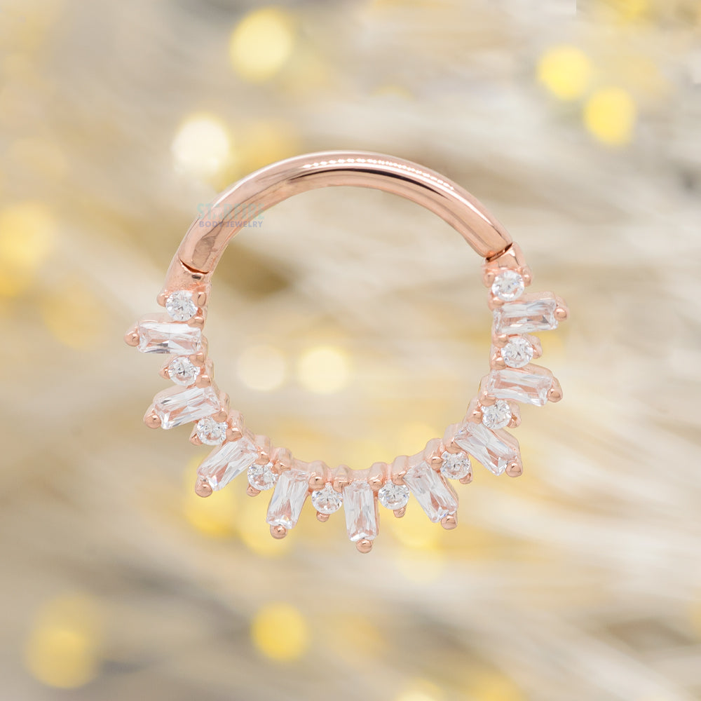 "Unforgettable" Hinge Ring / Clicker in Gold with CZ's