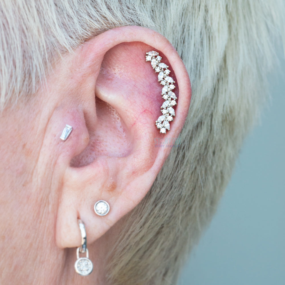 "Ivy Arc" Threaded End in Gold & Platinum with CZ