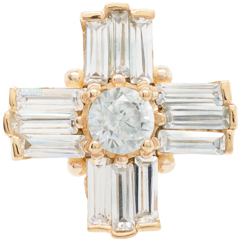 "Raya" Threaded End in Gold & Platinum with CZ's
