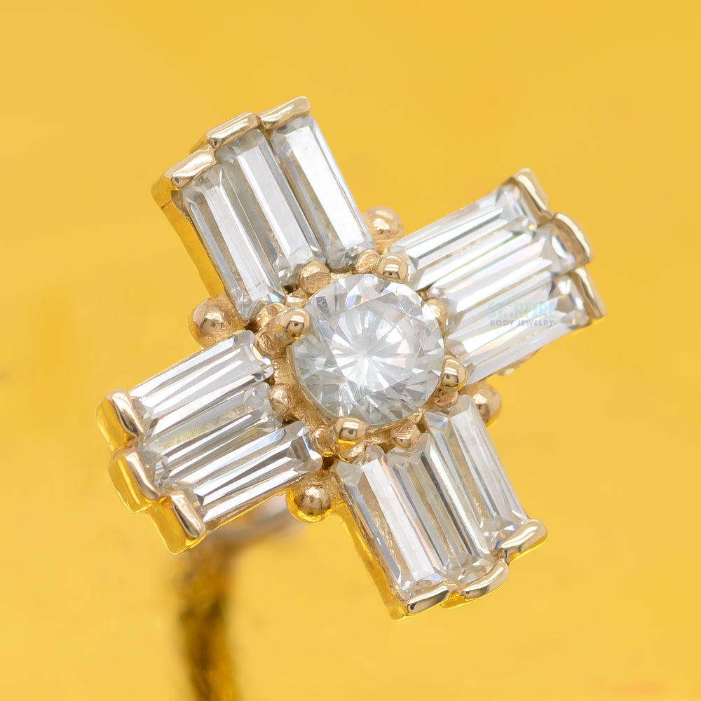 "Raya" Threaded End in Gold & Platinum with CZ's