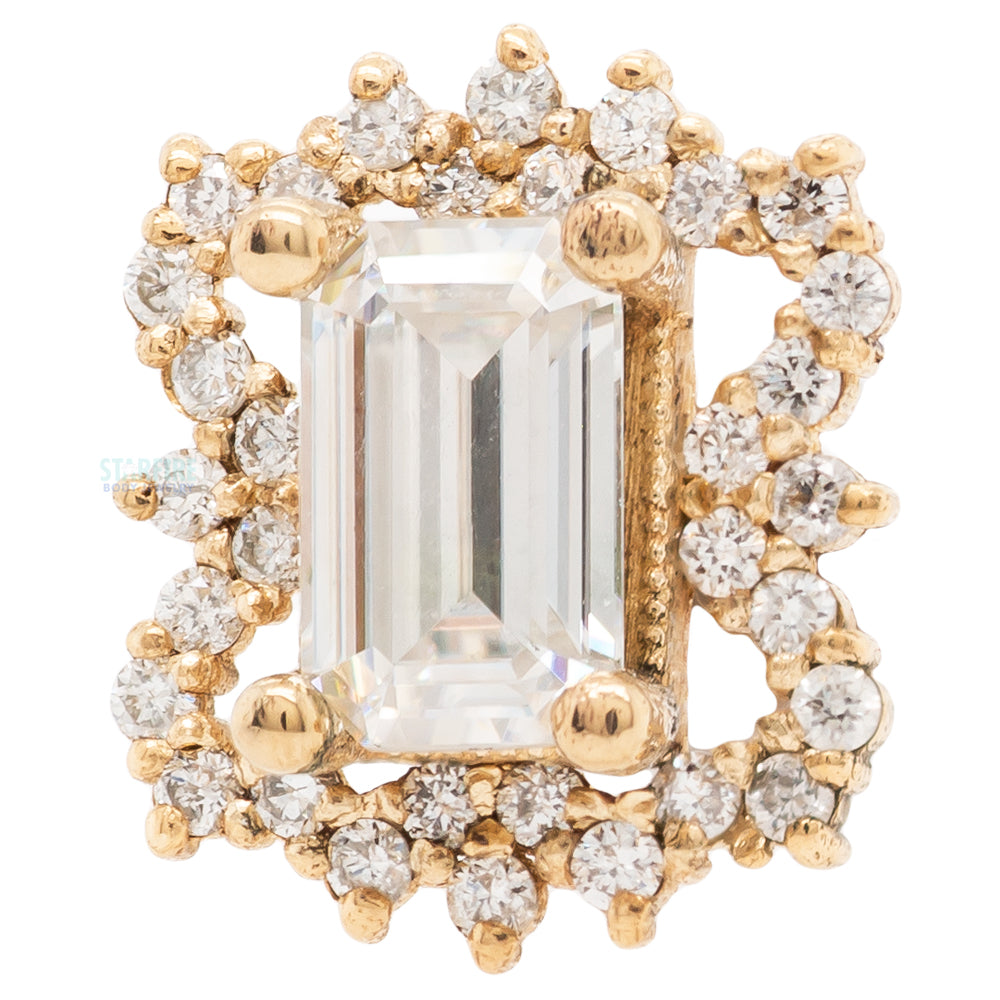 "Victoria" End in Gold & Platinum with Diamonds - on flatback