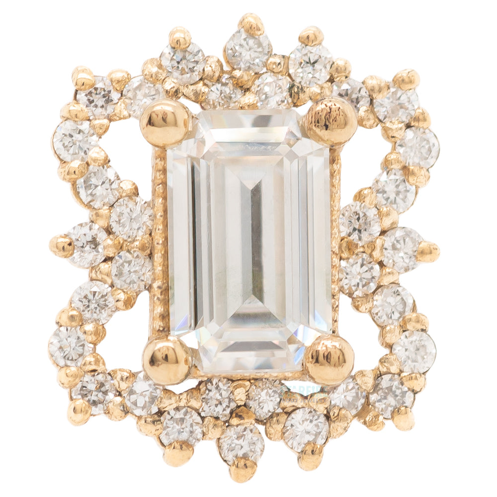 "Victoria" Threaded End End in Gold & Platinum with Moissanite & Diamonds