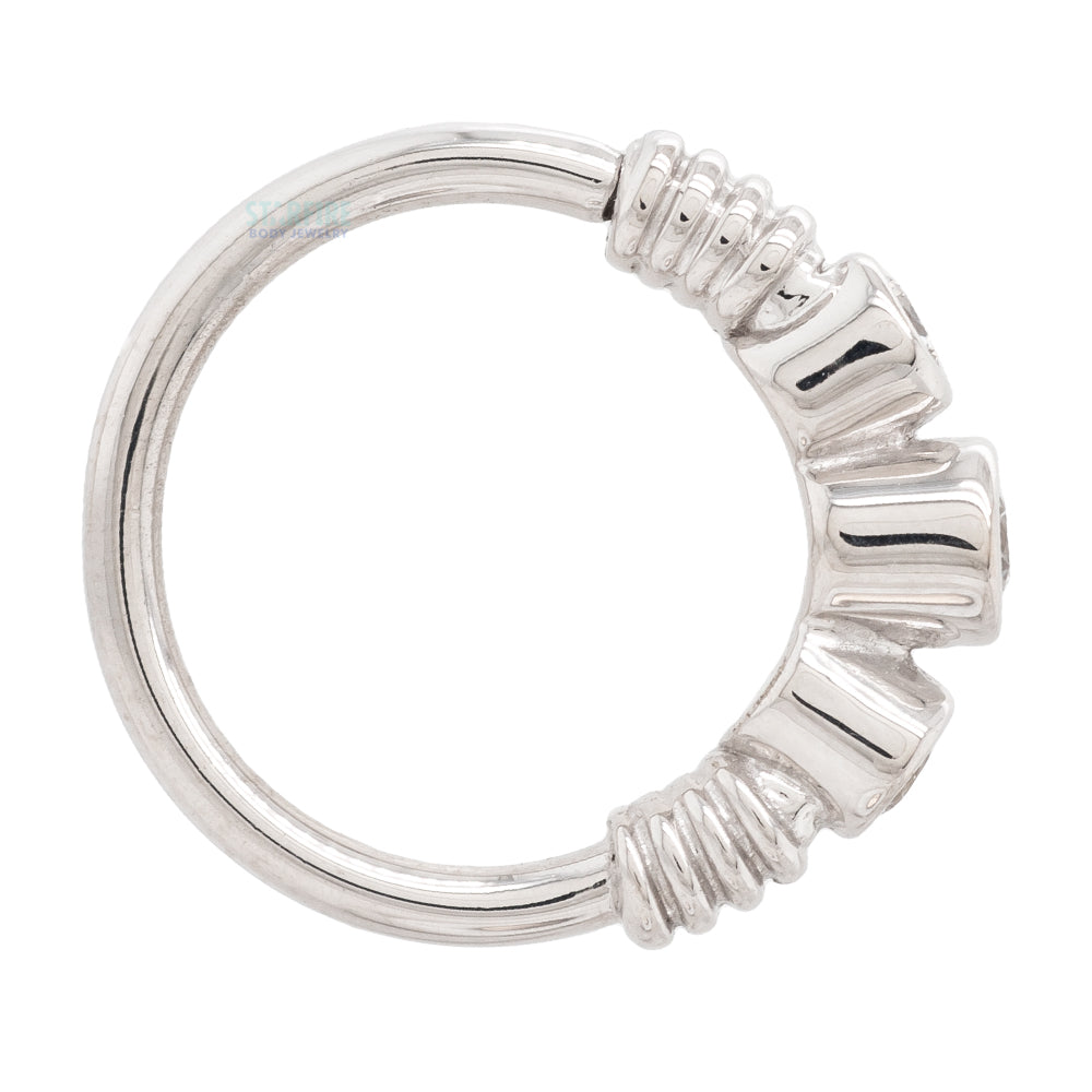 Navel Oriented "Faraway" Seam Ring in Gold with CZ's
