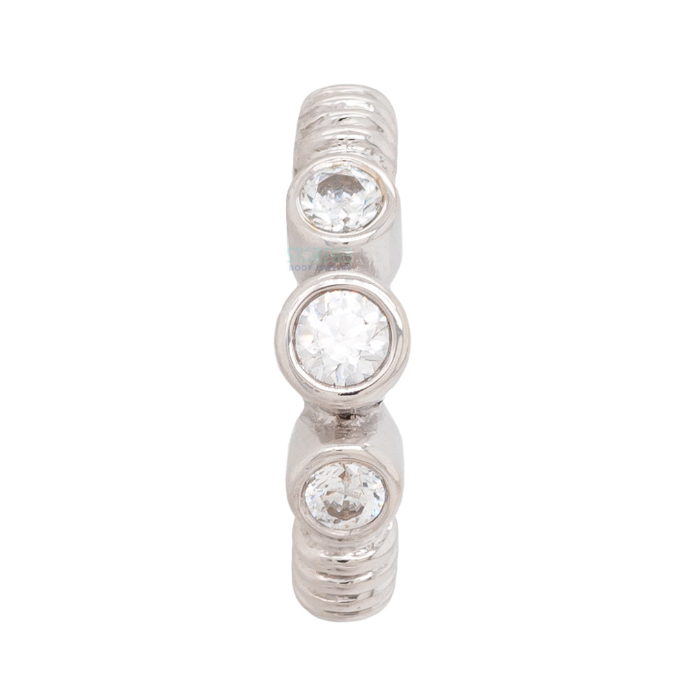 Navel Oriented "Faraway" Seam Ring in Gold with CZ's