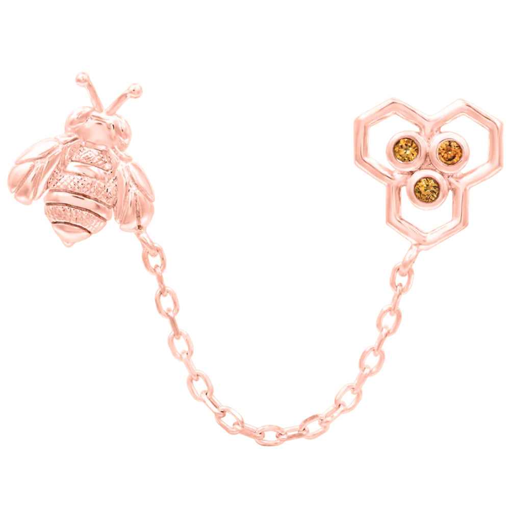 threadless: "Oh Honey" Chain Dual Pin End in Gold with CZ's
