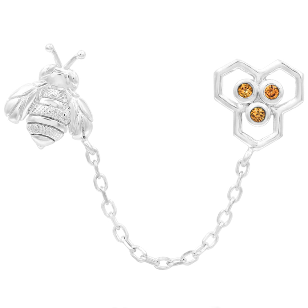 threadless: "Oh Honey" Chain Dual Pin End in Gold with CZ's