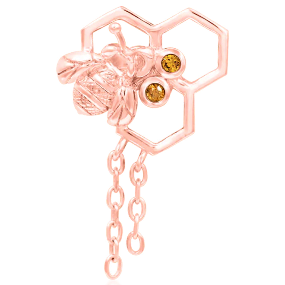 threadless: "Hivemind" End in Gold with Dark Champagne CZ's