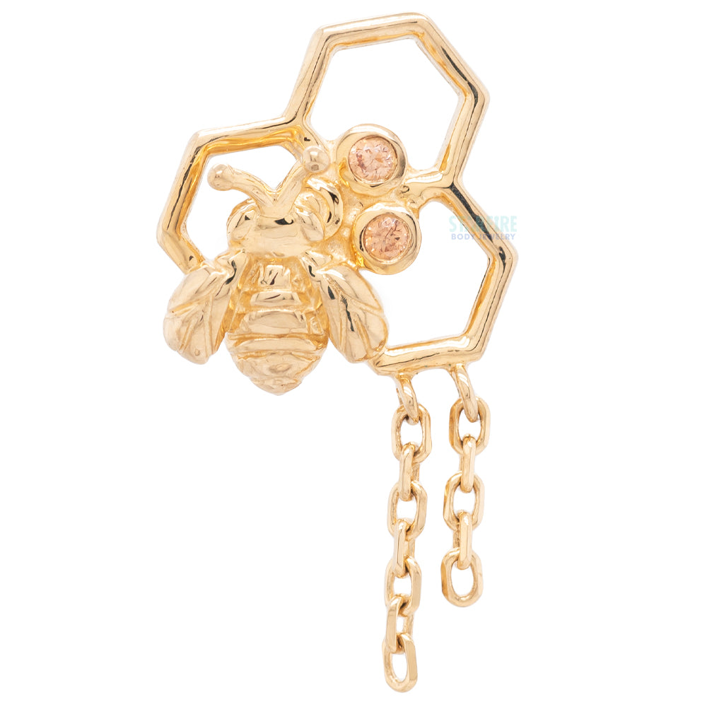 threadless: "Hivemind" End in Gold with Dark Champagne CZ's
