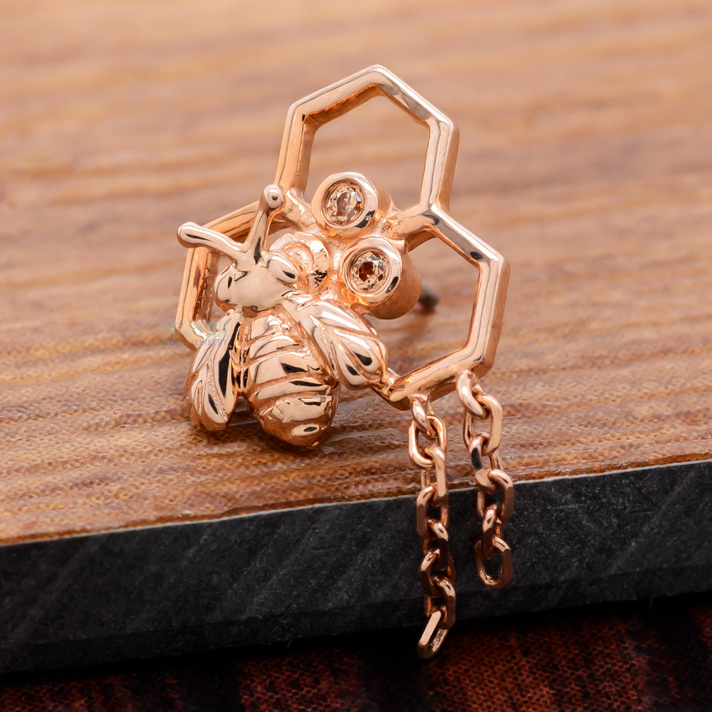 threadless: "Hivemind" End in Gold with Dark Champagne CZ's