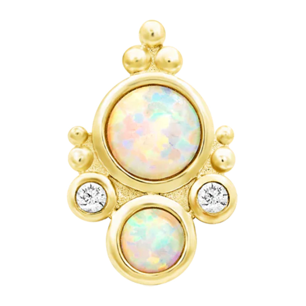 threadless: "Nevada" End in Gold with White Opals & CZ's