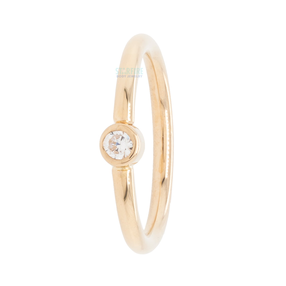 Round Fixed Bezel Seam Ring (FBR) in Gold with White CZ