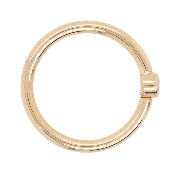Round Fixed Bezel Seam Ring (FBR) in Gold with White CZ