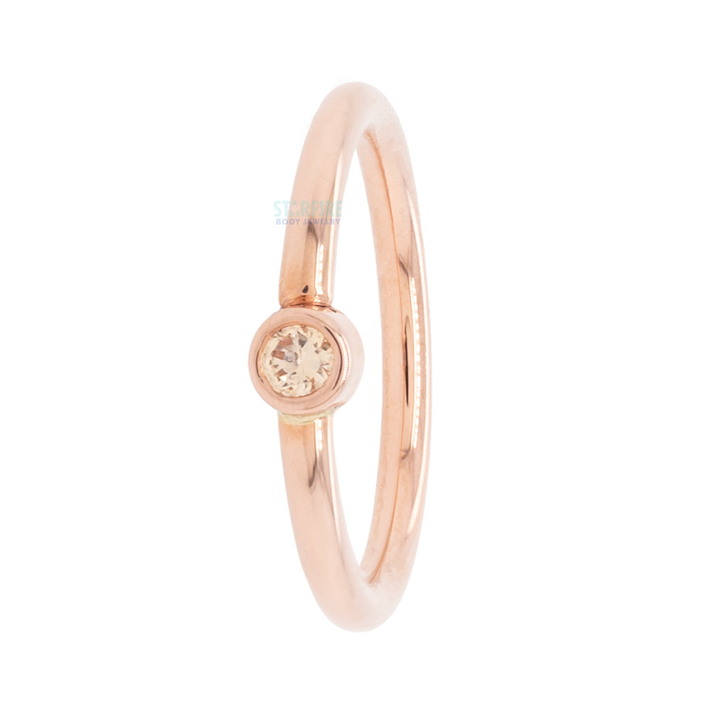Round Fixed Bezel Seam Ring (FBR) in Gold with Champagne CZ