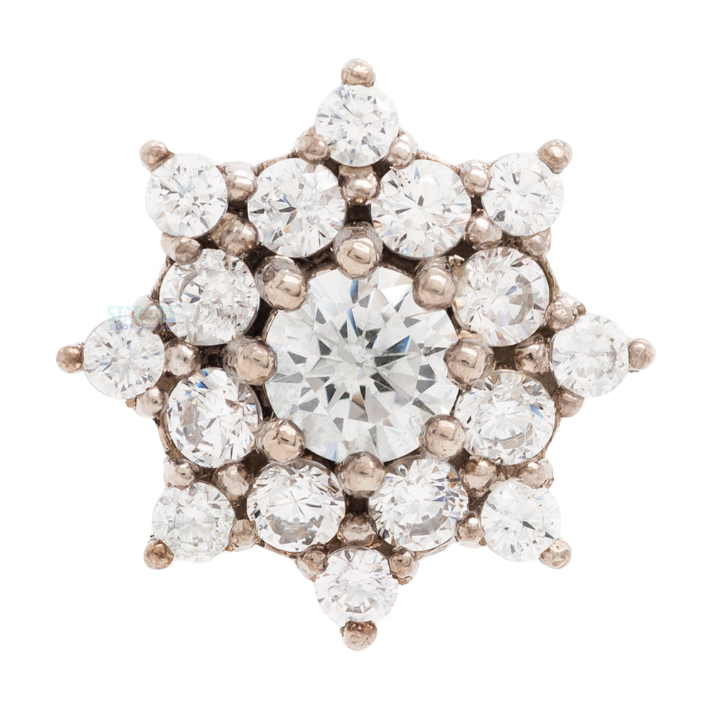 "Gaia" Threaded End in Gold & Platinum with CZ's