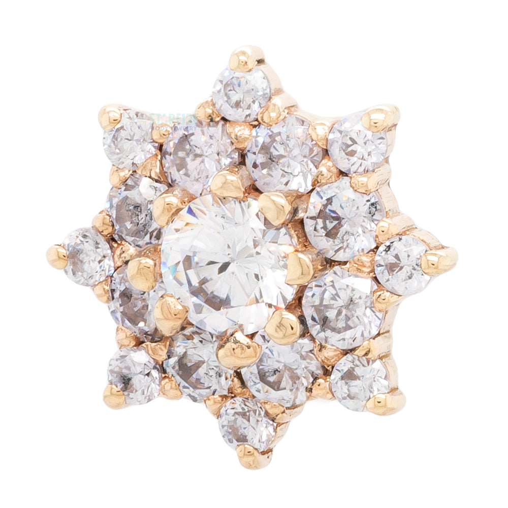 "Gaia" Threaded End in Gold & Platinum with CZ's