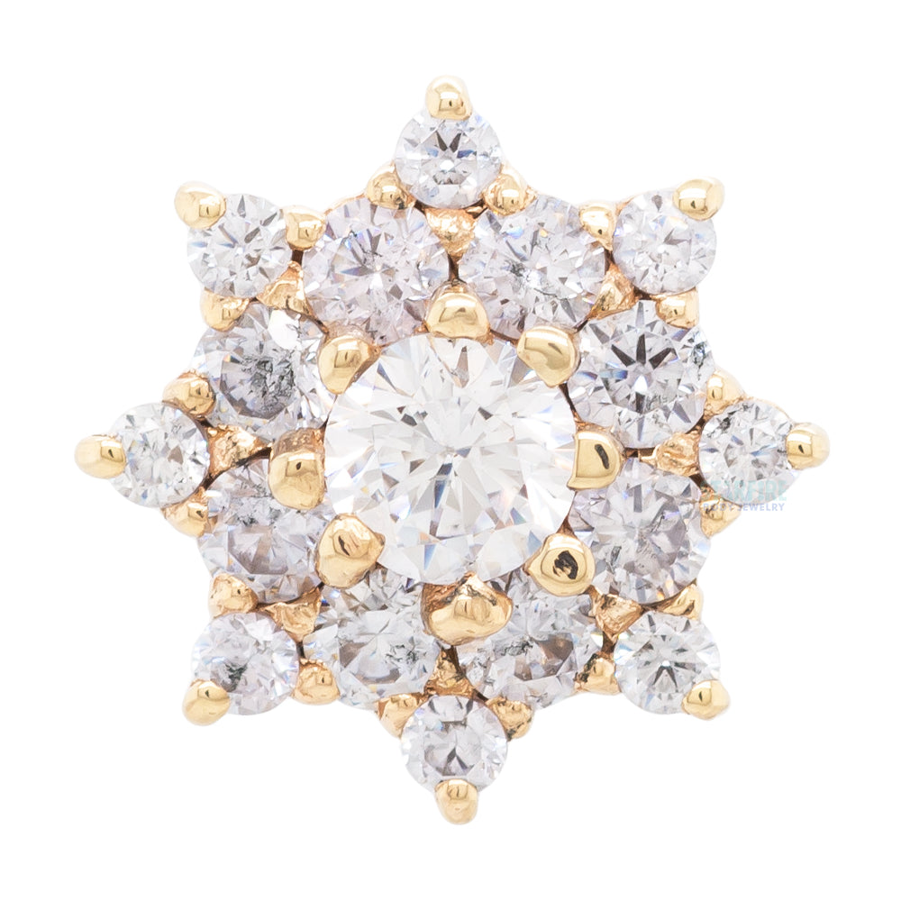 "Gaia" Threaded End in Gold & Platinum with CZ's