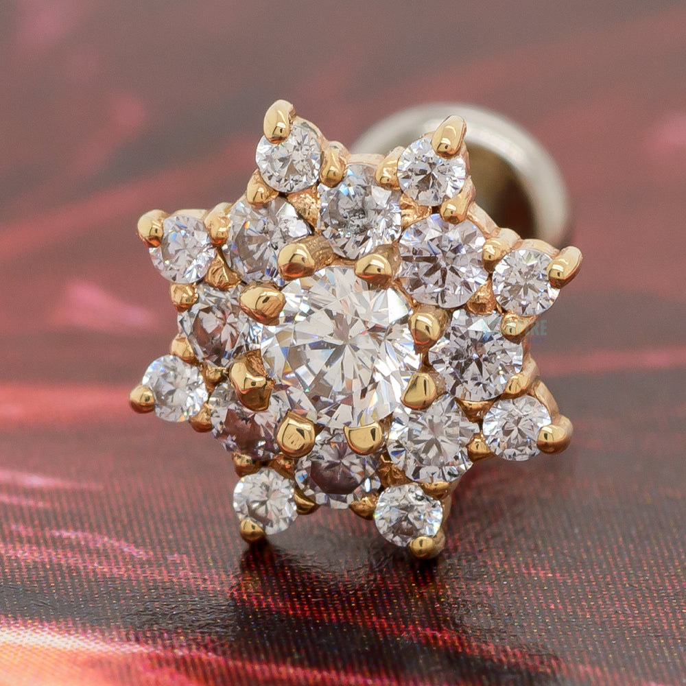 "Gaia" Threaded End in Gold & Platinum with CZ's