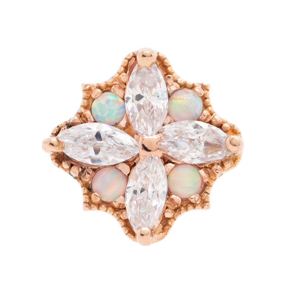 "Amira" End in Gold with CZ's & Opals - on flatback