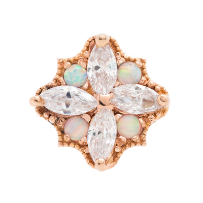 "Amira" End in Gold with CZ's & Opals - on flatback