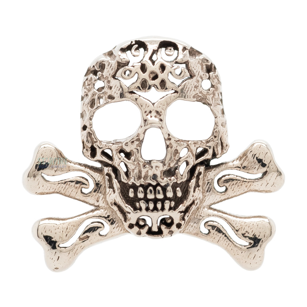 Filigree Skull & Crossbones Threaded End in Gold & Platinum