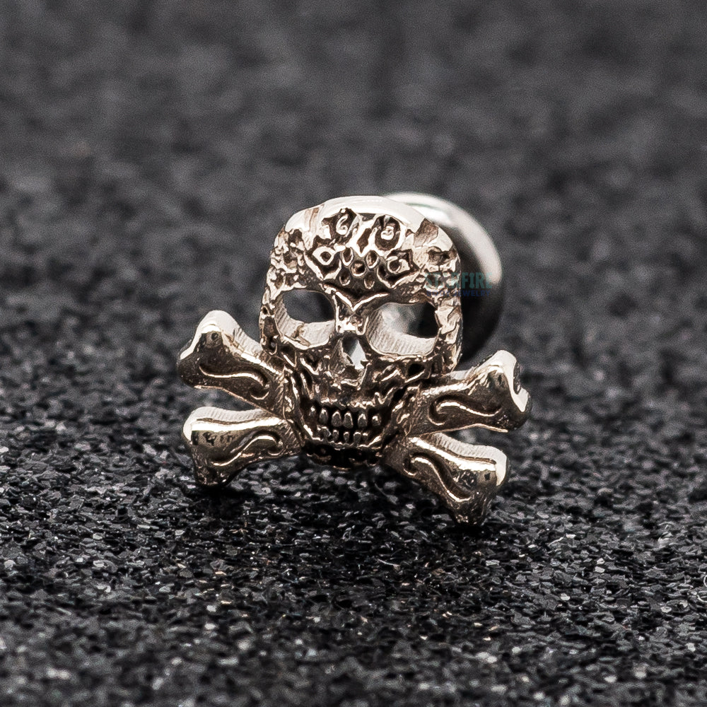 Filigree Skull & Crossbones Threaded End in Gold & Platinum