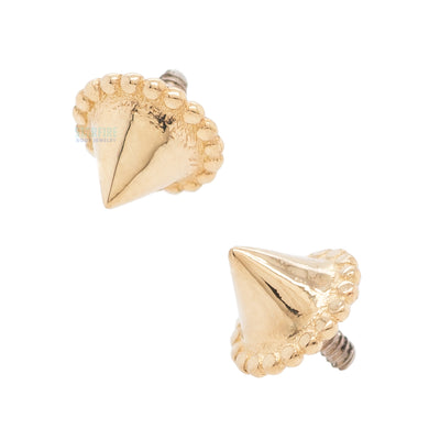 French Millgrain Spike Threaded End in Gold & Platinum