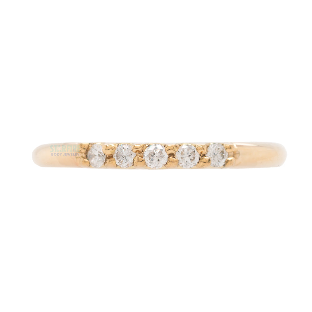 Diamond Fixed Gem Seam Ring in Gold
