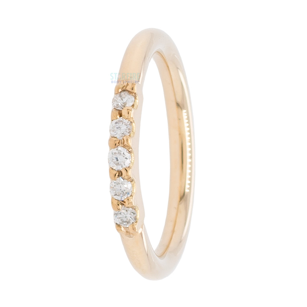 Diamond Fixed Gem Seam Ring in Gold