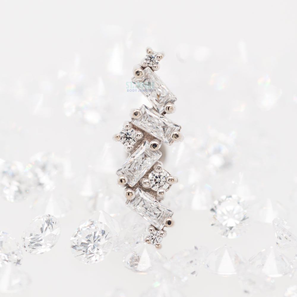 "Genesis" Threaded End in Gold with White CZ's
