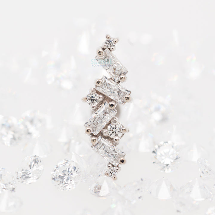"Genesis" Threaded End in Gold with White CZ's