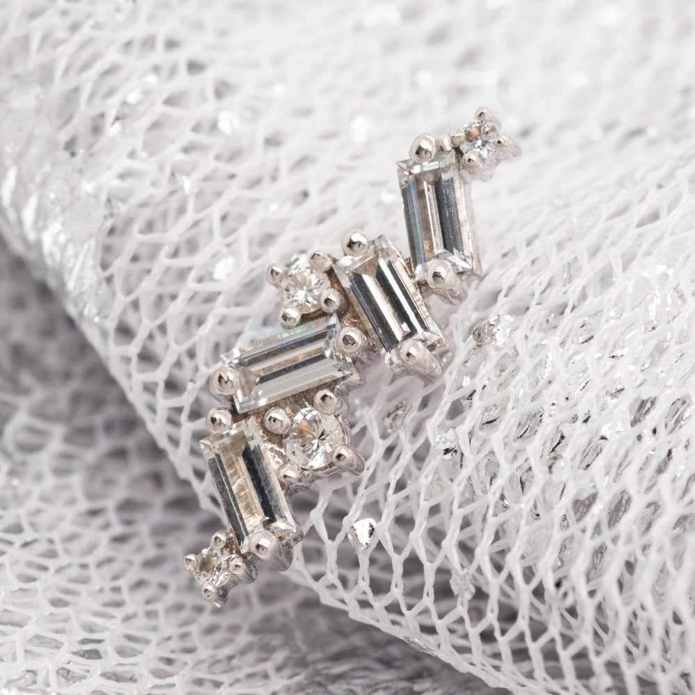 "Genesis" Threaded End in Gold with White Sapphires