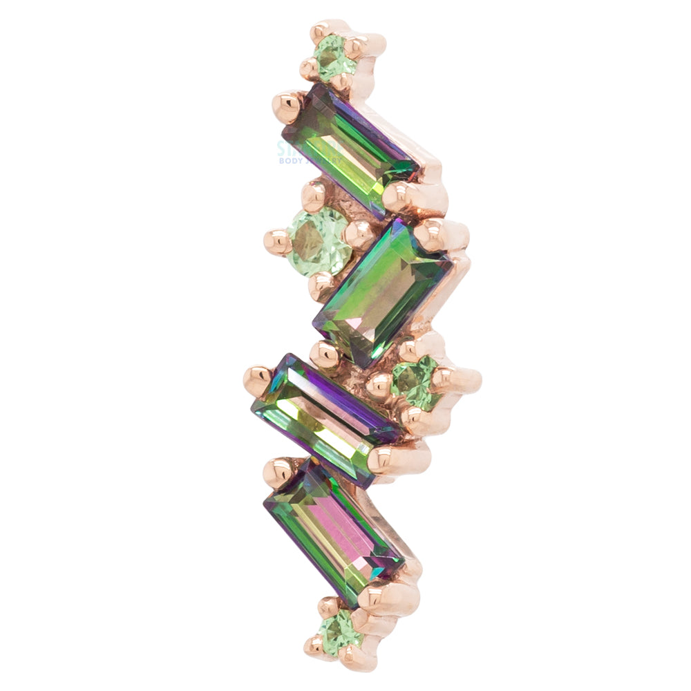 "Genesis" Threaded End in Gold with Mystic Topaz & Tsavorite