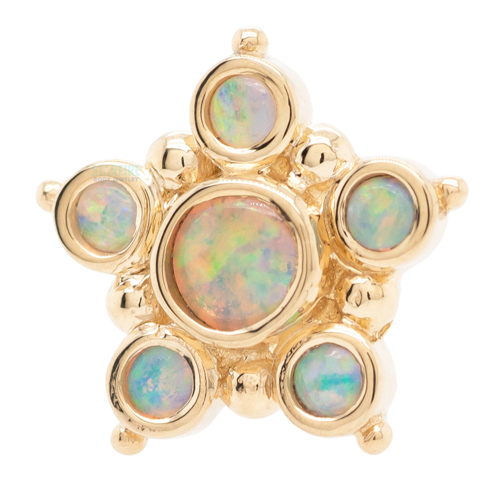 "Lucinda" Threaded End in Gold with Genuine White Opals