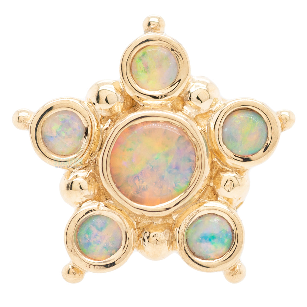 "Lucinda" Threaded End in Gold with Genuine White Opals