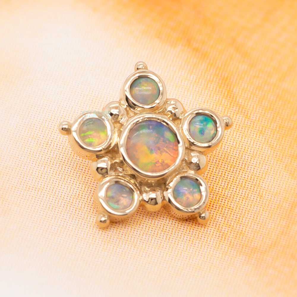 "Lucinda" Threaded End in Gold with Genuine White Opals